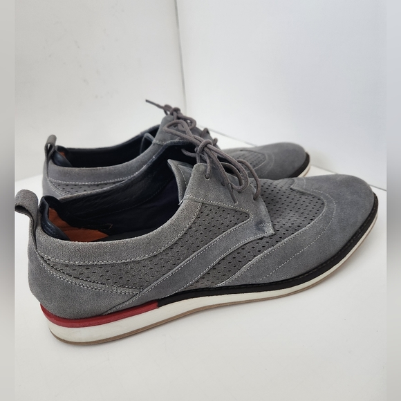 Thomas & Vine Jett Wing Tip Derby Gray Suede Upper Oxford Mens Shoes Sz 12 - Picture 4 of 12